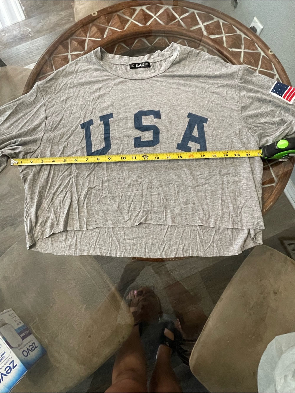 ROMWE USA Womens XL  Gray American Flag Graphic Cropped T Shirt - Picture 4 of 6